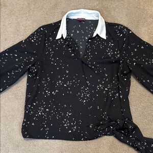 Vince Camuto Black Blouse with White Floral Accents